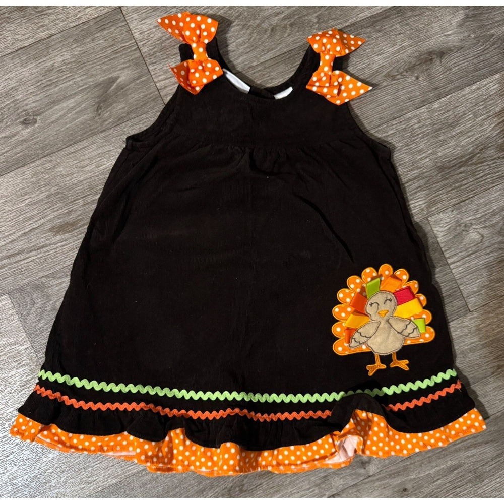 Blueberi Boulevard Thanksgiving Turkey Corduroy Jumper Dress Size 3T - Picture 2 of 7